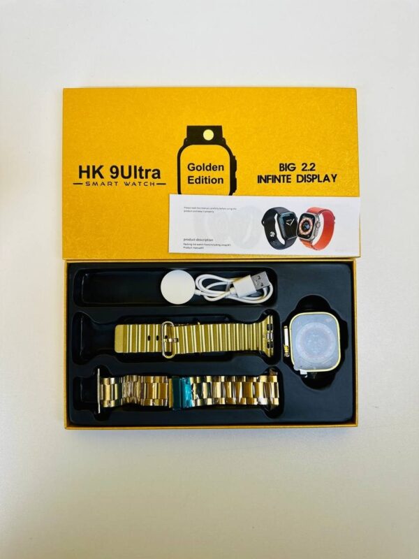 HK 9Ultra Smartwatch Golden Edition (Dual Straps) – Gold Color